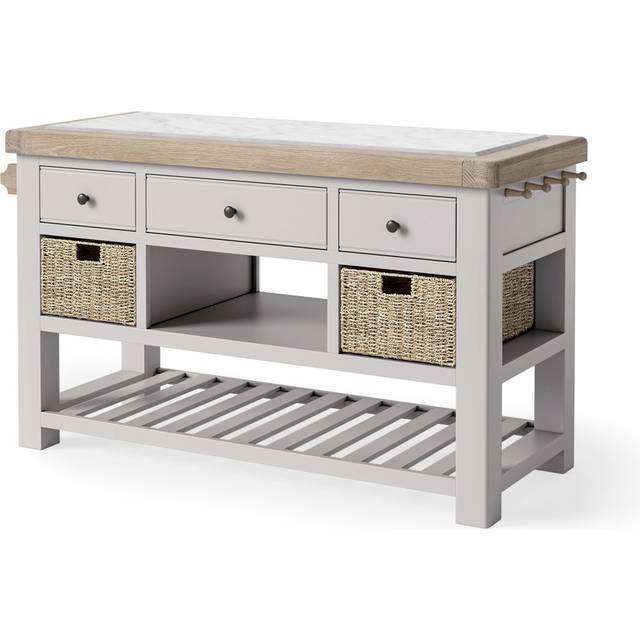 Waldemar Marble Top Kitchen Island - Grey (85cm H X 140cm W X 61cm D)