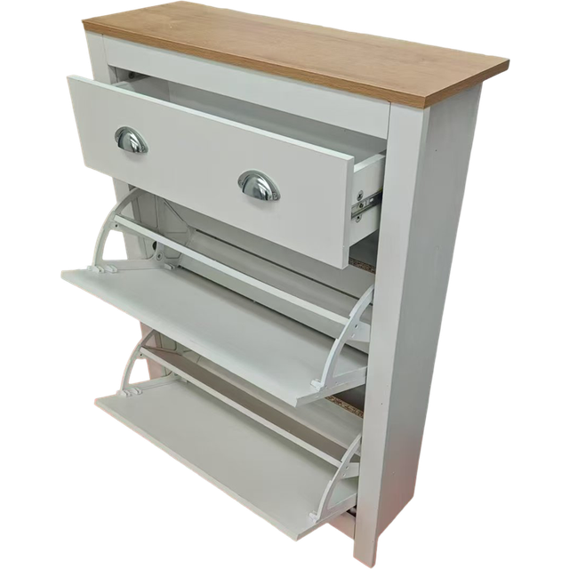 Kosy Koala 3 Drawer White Shoe Storage Cabinet - Multi - 100 x 70 x 24cm