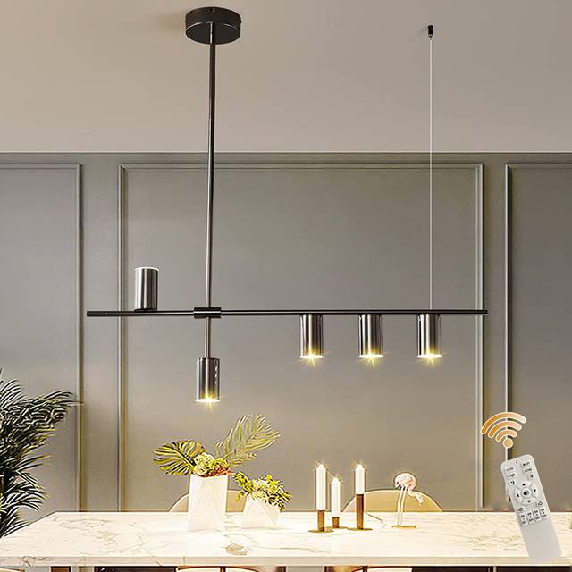 Blue Elephant 5-Light 100cm LED Kitchen Island Pendant Light,Dimmable Modern Chandelier for Dining Living Room Electroplated Pearl Black 104cm H X 100cm W X 12cm D