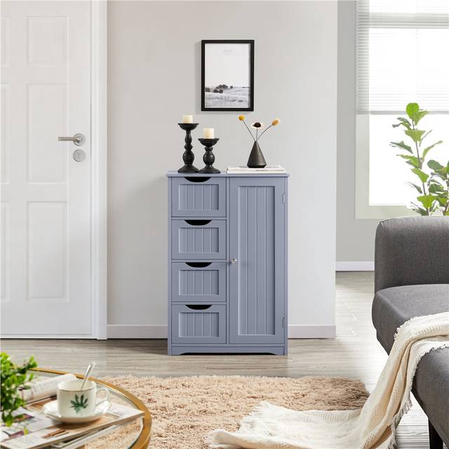 Yaheetech Modern Freestanding Bathroom Cabinet Grey 82cm H X 56cm W X 30cm D