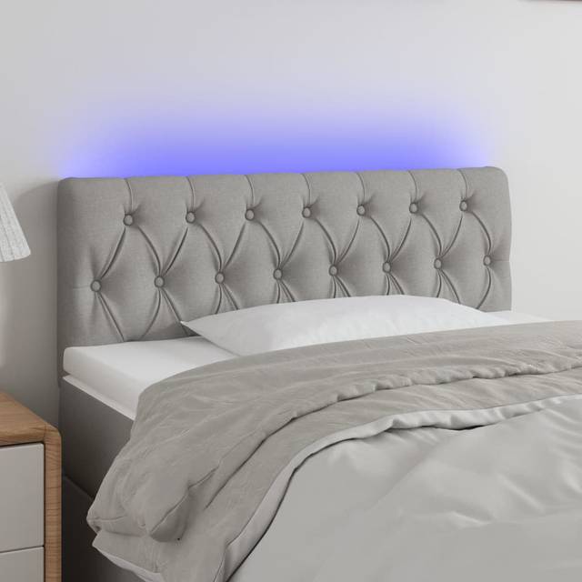LED Headboard Light Grey 100X7x78/88 Cm Fabric - Light grey (Single)