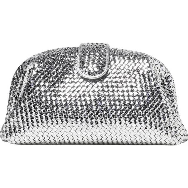 Womens Intrecciato Metallic Mesh Clutch Wo - Silver Clutch Bags - Grey - One Size