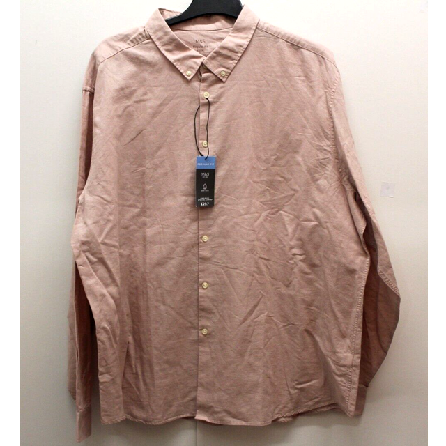 M & s mens linen blend regular fit long sleeve shirt easy iron xxxx large