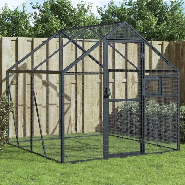 Jamilla 185cm Aluminium, Galvanised Welded Wire Mesh Flight Cage - Anthracite (185cm H X 179cm W X 200cm D)