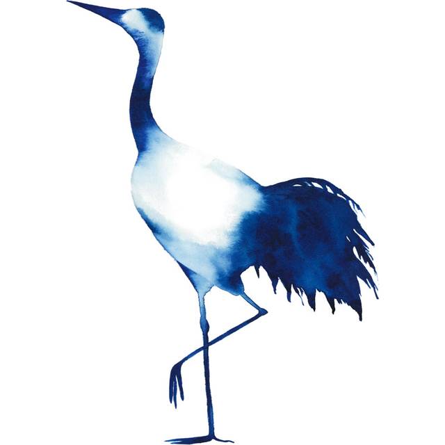 'Ink Drop Crane II' by Grace Popp - Painting Print - Black Floater Framed (122cm H x 81cm W)