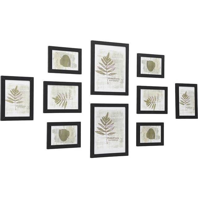 SONGMICS Set Of 10 Picture Frames, Two 20 X 25 Cm (8 X 10 Inches), Four 13 X 18 Cm (5 X 7 Inches), Four 10 X 15 Cm (4 X 6 Inches), Plastic Front, MDF, Ink Blac