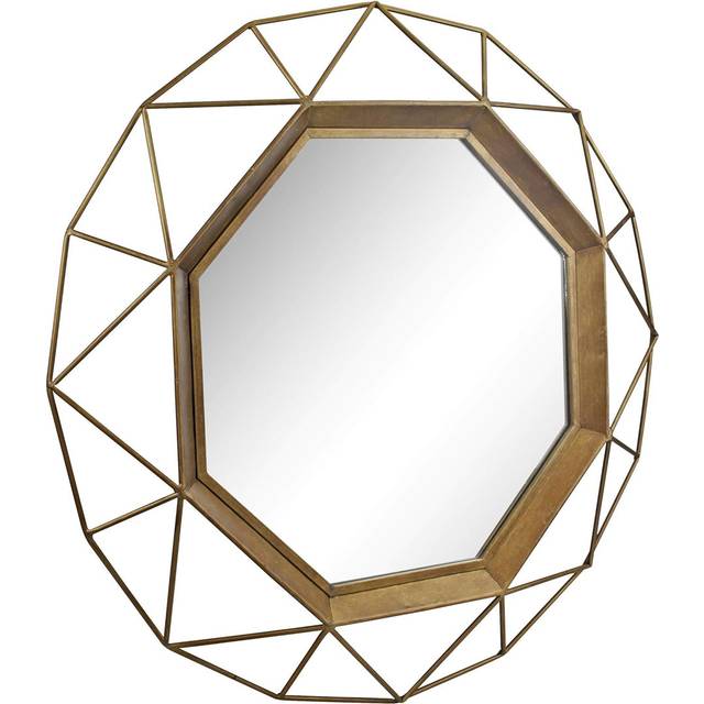 Decorative 28" Geometric Metal Frame Hanging Wall Mirror - Gold (72.01cm H X 72.01cm W X 5.59cm D)