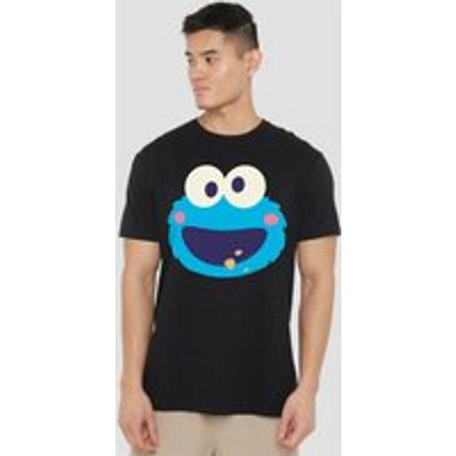 Sesame Street Cookie Monster Kawaii Face T Shirt, Black - L