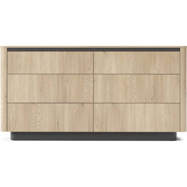 Torro Chest of Drawers 163cm - Modern Oak Cremona & Black Dresser for Convenient Storage (83cm H X 163cm W X 38cm D)