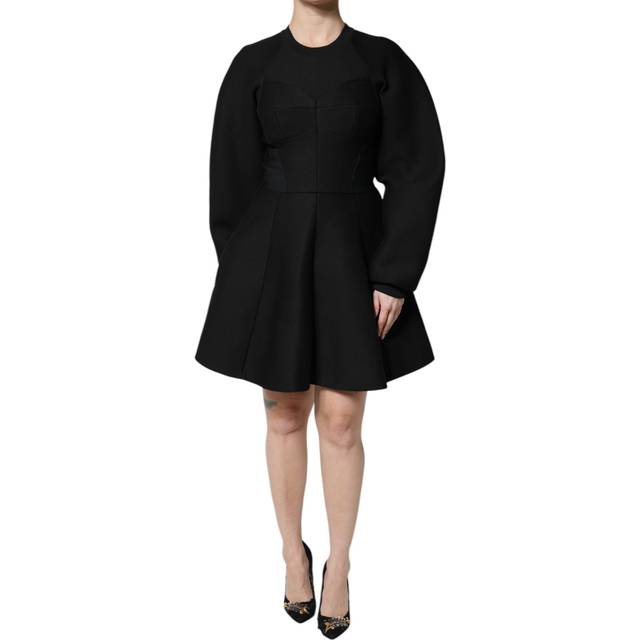 Dolce & Gabbana Women's A-Line Mini Dress with Long Sleeves and Zip Closure Women - Black - Size: 6