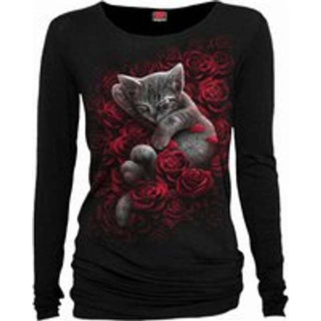 (S, Black) Spiral Direct Womens/Ladies Bed Of Roses Baggy Long-Sleeved T-Shirt