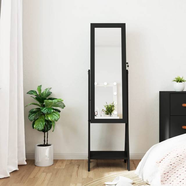 Mamchand Free-standing Jewelry Armoire - Black (151.5cm H X 42cm W X 40cm D)