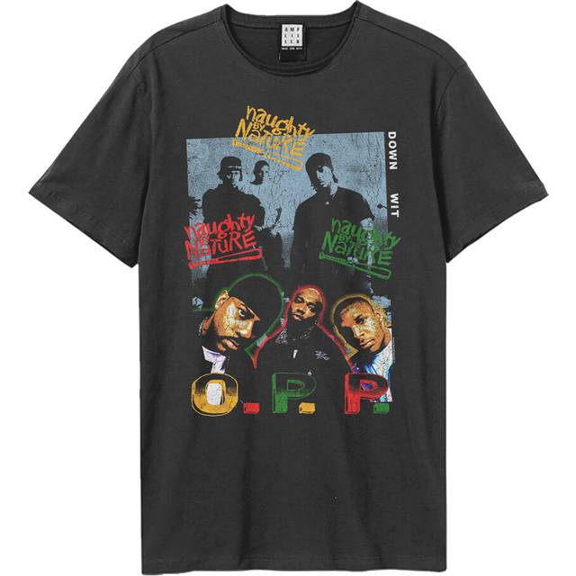 (XXL, Charcoal) Amplified Unisex Adult Hip Hop Hooray Naughty By Nature Cotton T-Shirt