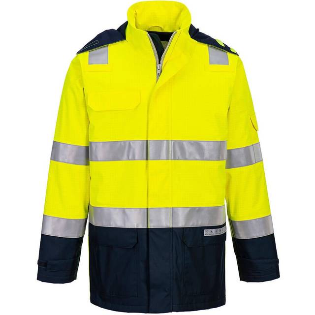 (XL, Yellow/Navy) Portwest Unisex Adult FR605 Bizflame Rain Hi-Vis Jacket