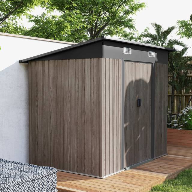 WFX Utility Garden 7 ft. W x 4 ft. D Steel Storage Shed Light Grey 207cm W X 130cm D X 182cm H