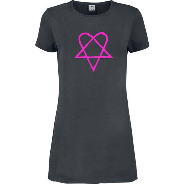 (XL, Charcoal) Amplified Womens/Ladies Heartagram HIM T-Shirt Dress
