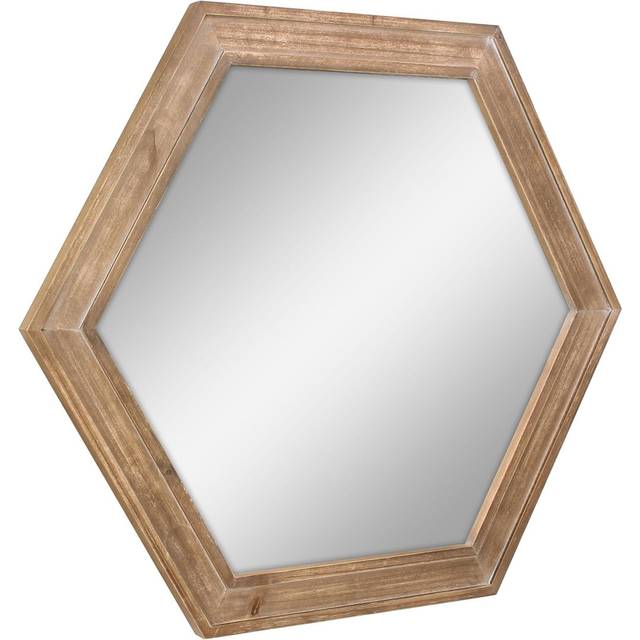 Decorative 24" Hexagon Hanging Wall Mirror - Brown (60.45cm H X 52.58cm W X 2.3cm D)