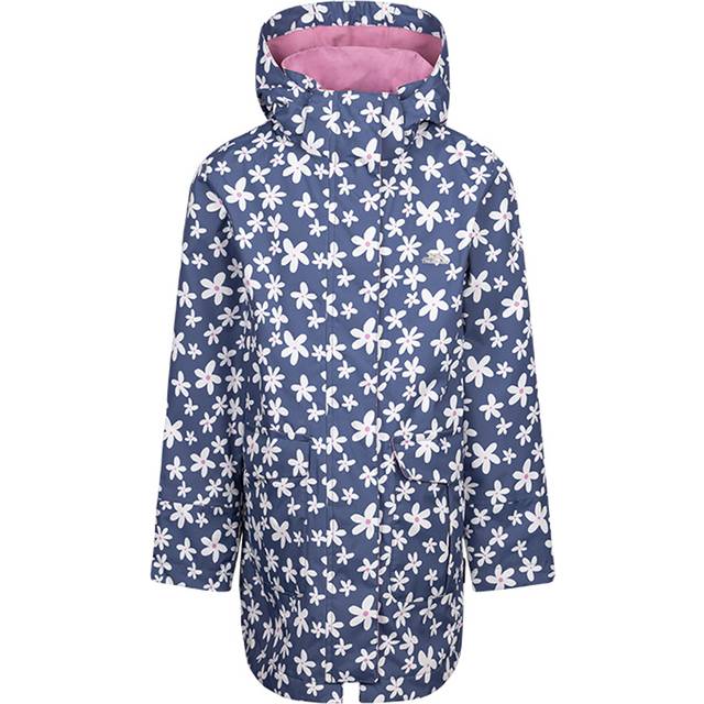 (7-8 Years, Blue Tone) Trespass Girls Primdrop Waterproof Hooded Raincoat