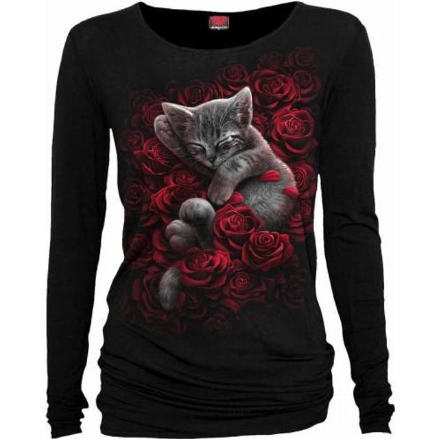(M, Black) Spiral Direct Womens/Ladies Bed Of Roses Baggy Long-Sleeved T-Shirt