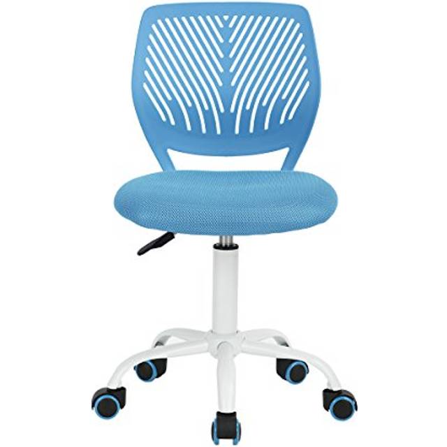 Homy Casa Desk Chair Adjustable Swivel Fabric Seat Ergonomic Task Chair Home Office For Kids Teens without Armrest, Blue