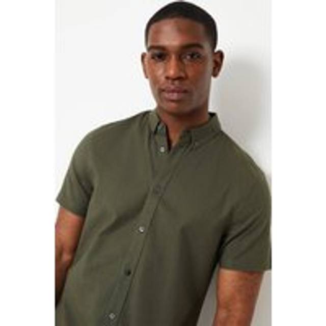 Burton mens button-up shirt khaki collared polka dot all seasons cotton