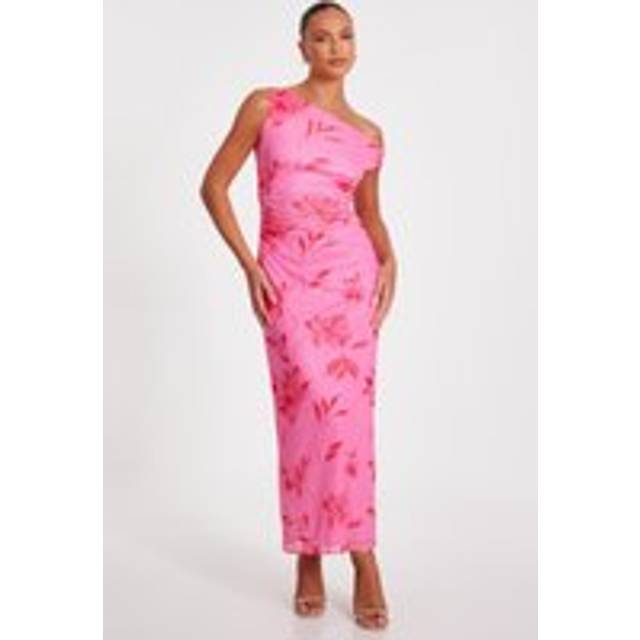 QUIZ Pink Mesh Floral Print Midaxi Dress - 8