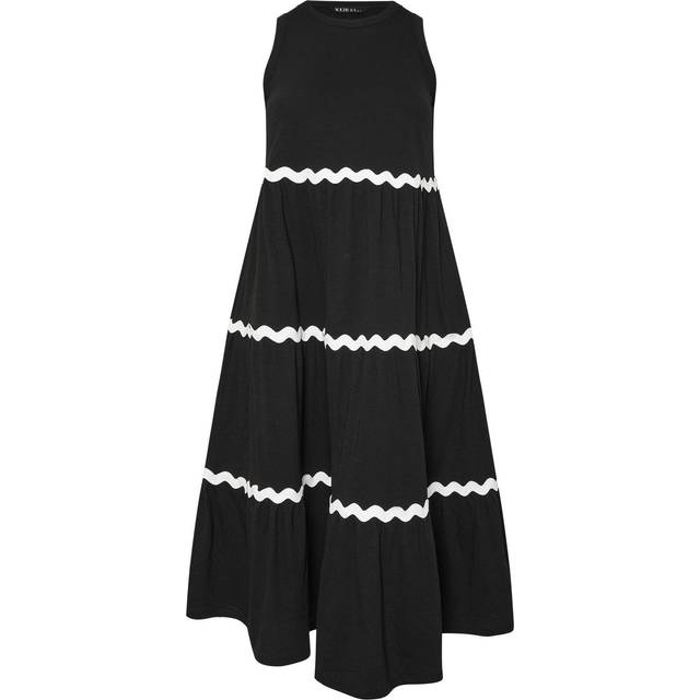 Yours Curve Black Contrast Swirl Tiered Maxi Dress, Women's Curve & Plus Size, Yours - 20
