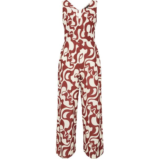 Pixiegirl Red Swirl Print Wide Leg Jumpsuit 10 Pixiegirl | Petite Women's Jumpsuits