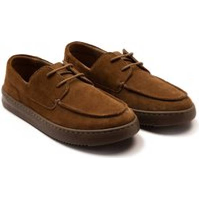 'EDDIE' Suede Leather Lace up Casual Boat Shoe - Taupe - 13