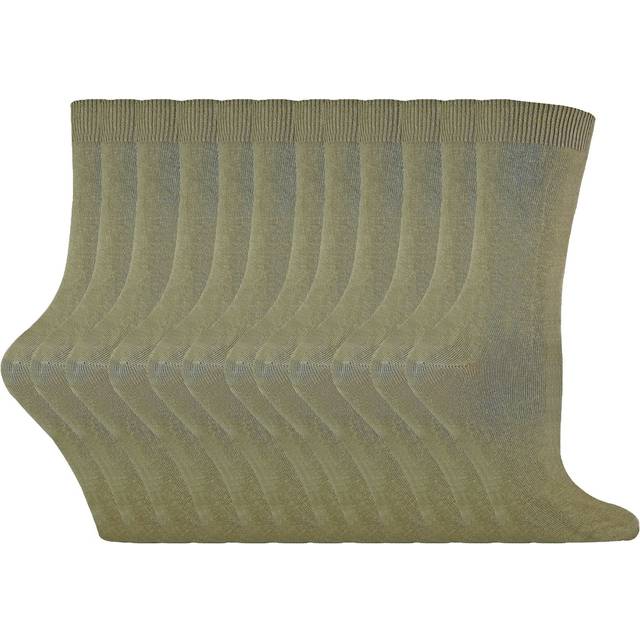 Sock Snob Womens Plain Cotton Rich Socks - Green - UK 4-8