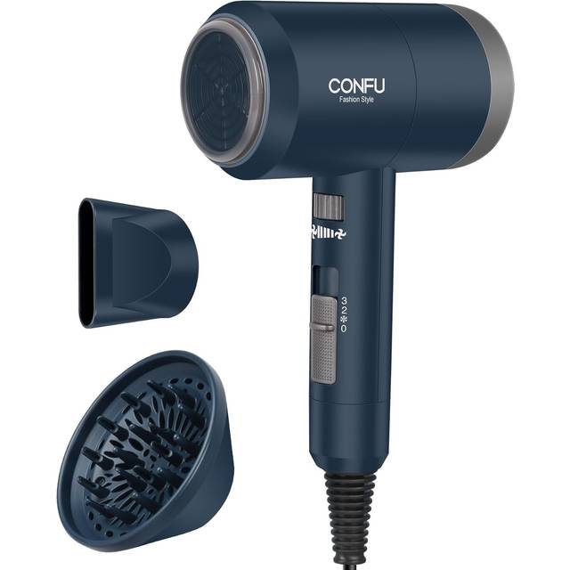 1800w ionic hairdryer, confu travel professional powerful blow dryer with 3 hea