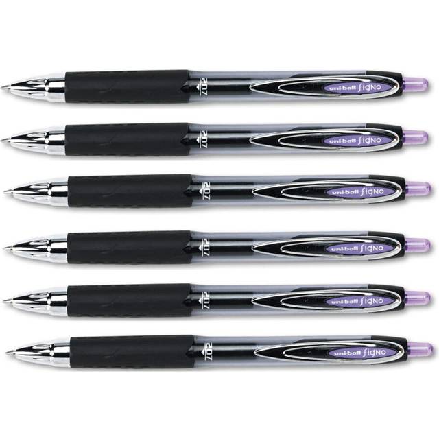 Uni-Ball Signo 207 Retractable Gel Ink Pens  0.7mm  Medium Point  6-Count (Purple  Medium)