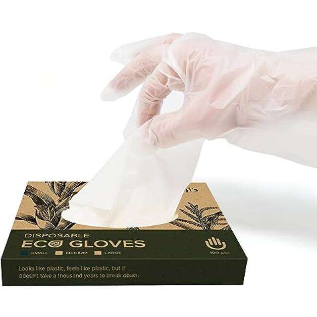 100pcs Eco Friendly Biodegradable Disposable Gloves - Small Size - Non Latex Corn Starch - Compostable and Safe Food Prep Gloves