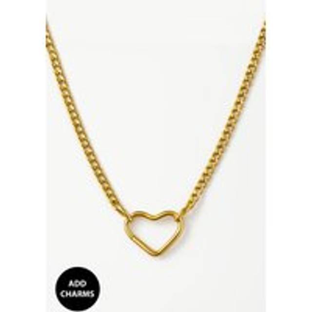 Womens 18k Gold Dainty Curb Chain Necklace For Charms (Heart Clasp) - Metallics - One Size