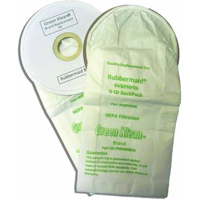 Green Klean GK-PHP06HEPA Rubbermaid BP 6 qt Backpack H12 Hepa Replacement Vacuum Bags - 10 per Case - Case of 10