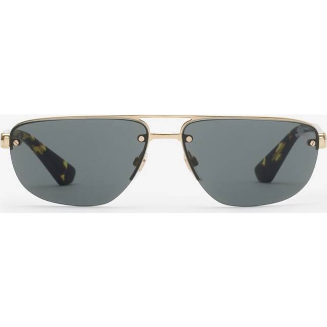 Burberry Metal Shield Rectangular Sunglasses - Gold - One Size