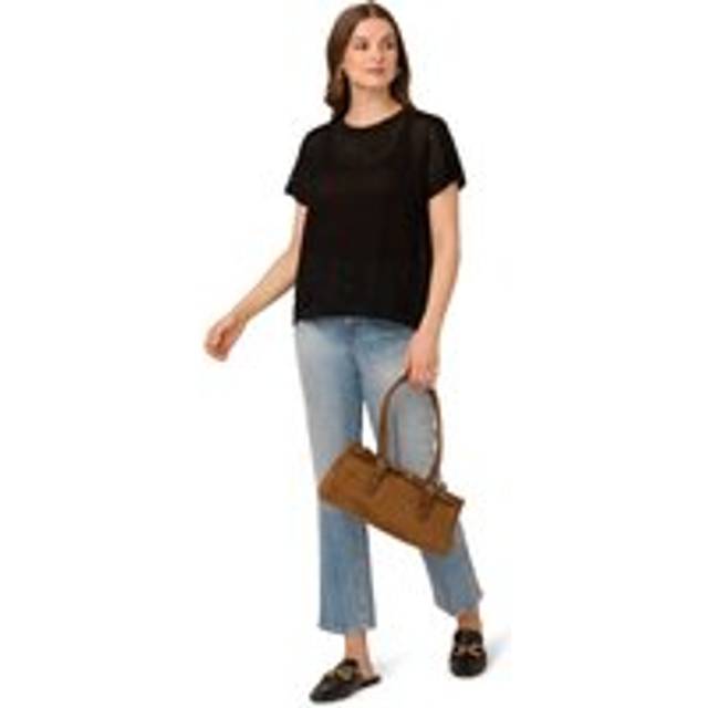 Adrianna Papell Mesh Stitch Short Sleeve Jumper
