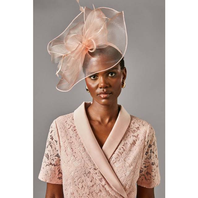 Structured Mesh Bow Flat Fascinator - Pink - One Size