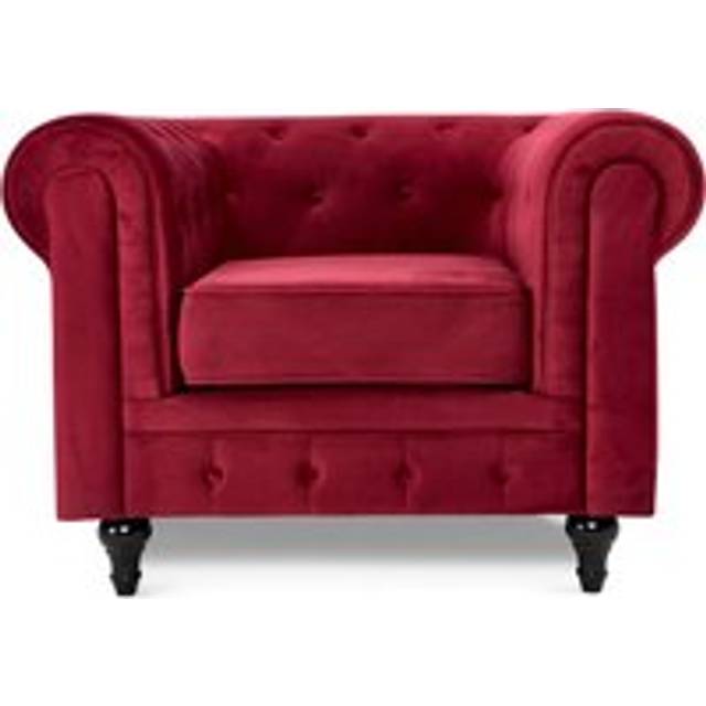 Chesterfield Velvet Sofa Suite - Red - 3 Seater