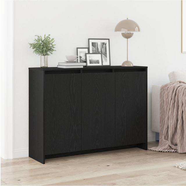 Sideboard Black Oak Engineered Wood Medium Storage - One Size