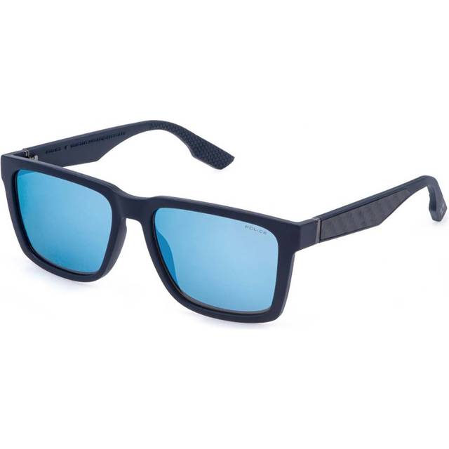 Police Man SPLR49M  R22B Sunglasses Injected Blue Smoke Squared Normal Mirror
