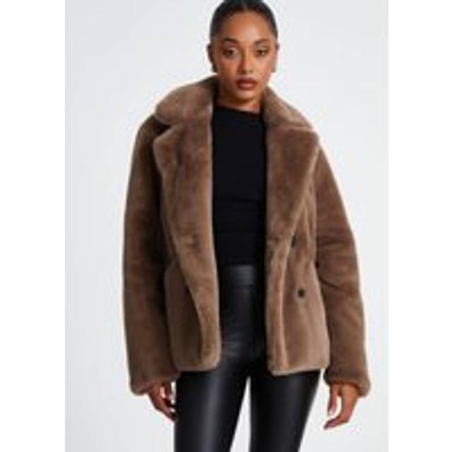 Womens Brown Faux Fur Jacket - 16