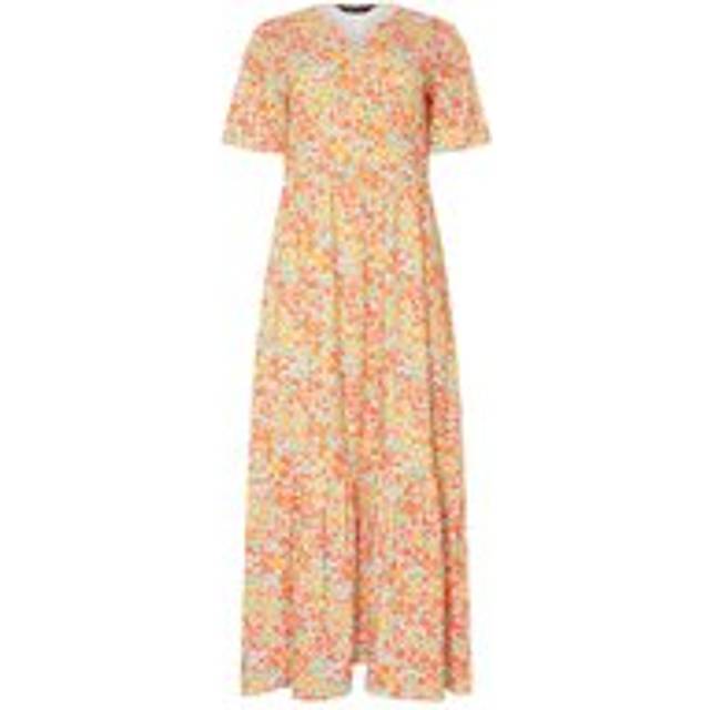 M&Co Orange Floral Ditsy Tiered Maxi Dress 10 M&Co Womens