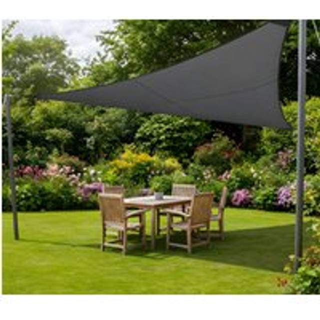 3.6m Triangle Pro Waterproof Garden Sail Shade Canopy 98% UV Block - Charcoal - One Size