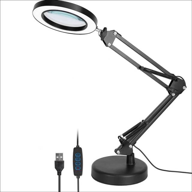Magnifying Glass with Light and Stand, 10X Magnifying Lamp
