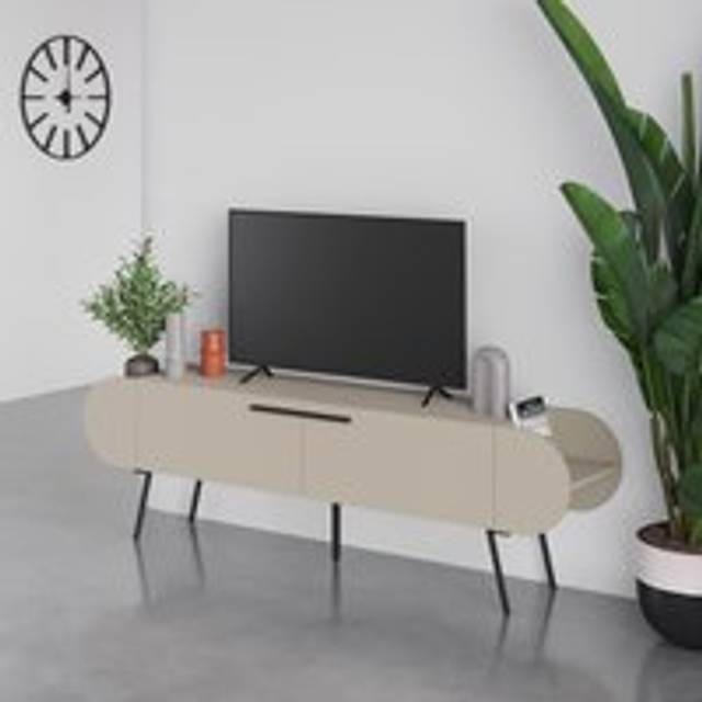 Fwstyle 2 Door Capsule Tv Stand Entertainment Unit Sandstone In Beige - One Size