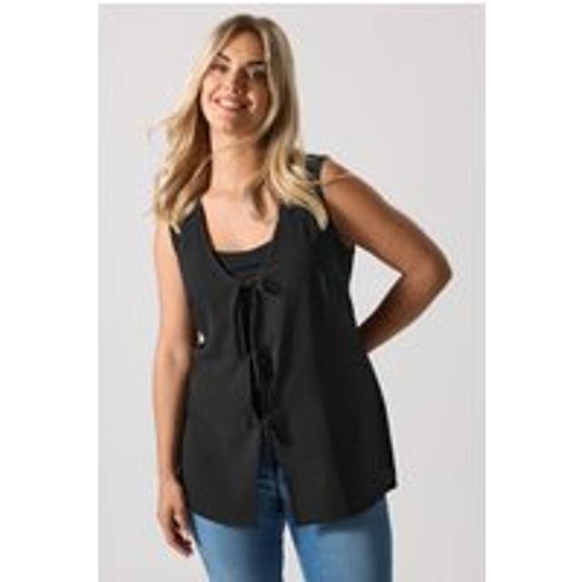 Yours Curve Black Bow Tie Front Waistcoat, Women's Curve & Plus Size, Yours - 16