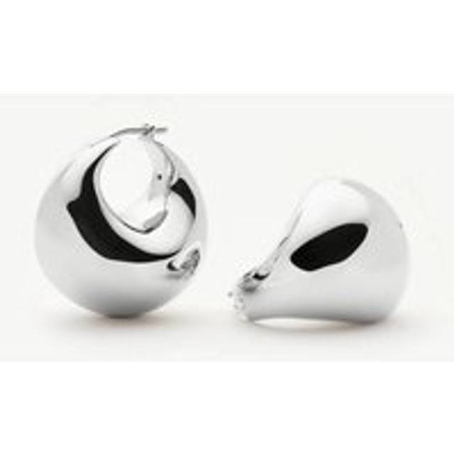 Sculptural Chubby Dome Medium Hoop Earrings | Silver Plated
