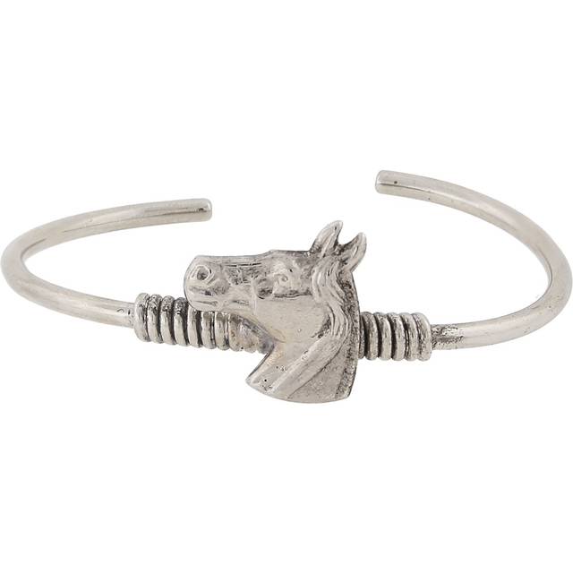 Silver-Tone Horse Spring Hinge Bracelet - Natural (One Size)