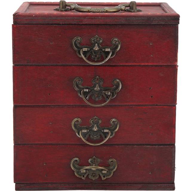 Vintage Wooden Jewelry Box 4 Layer Drawer Large Capacity Retro Jewelry Organizer Case for Home